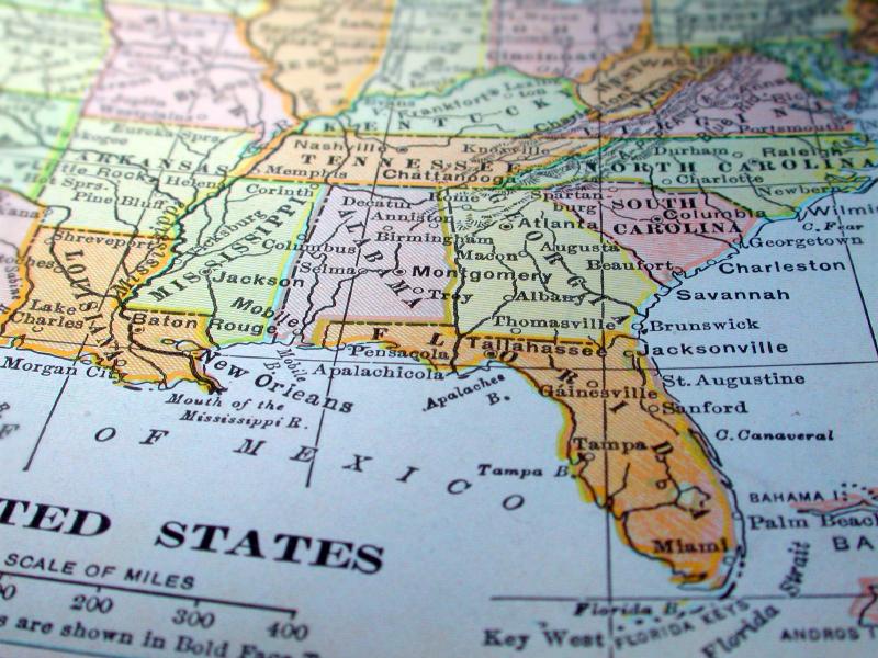 Southeast US map