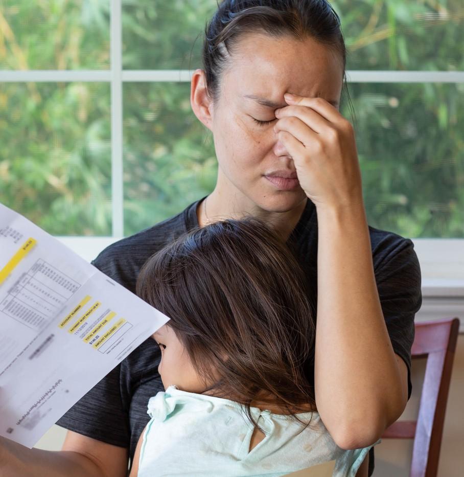 Stressed-out mom with daughter