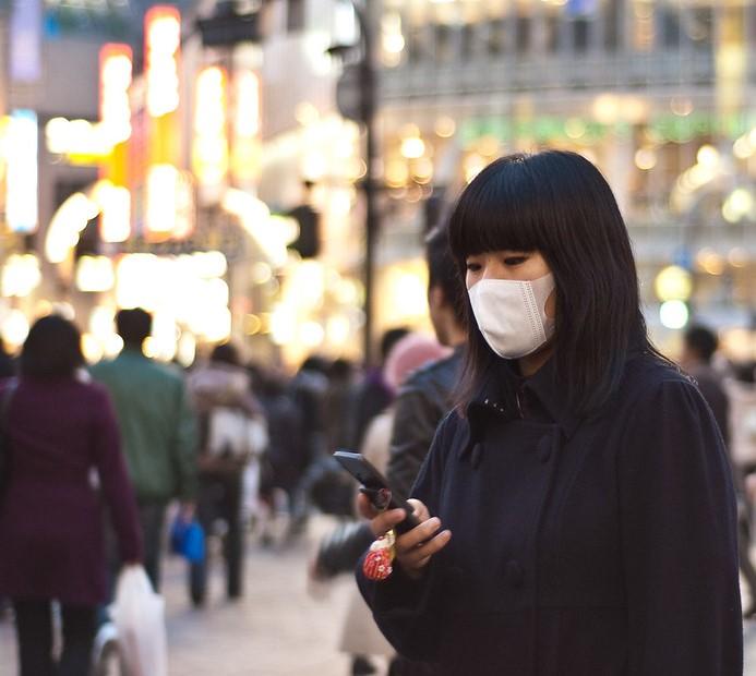 Japanese woman wearing surgical mask