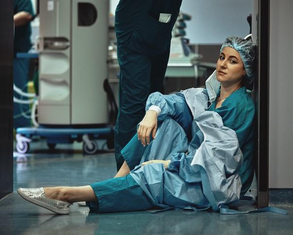Tired doctor after surgery