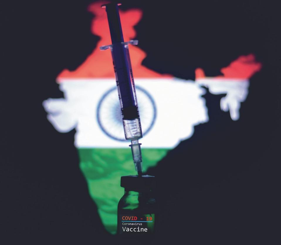 Vaccine syringe India map