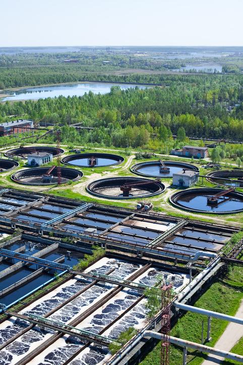 Water treatment facility aerial view