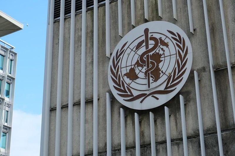 World Health Organization logo on building