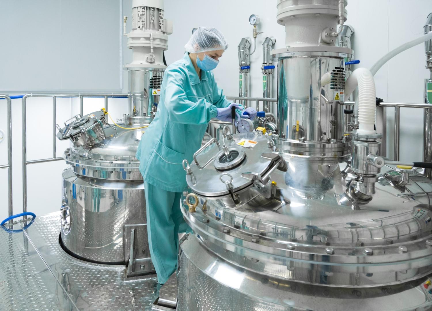 Worker at drug manufacturing plant