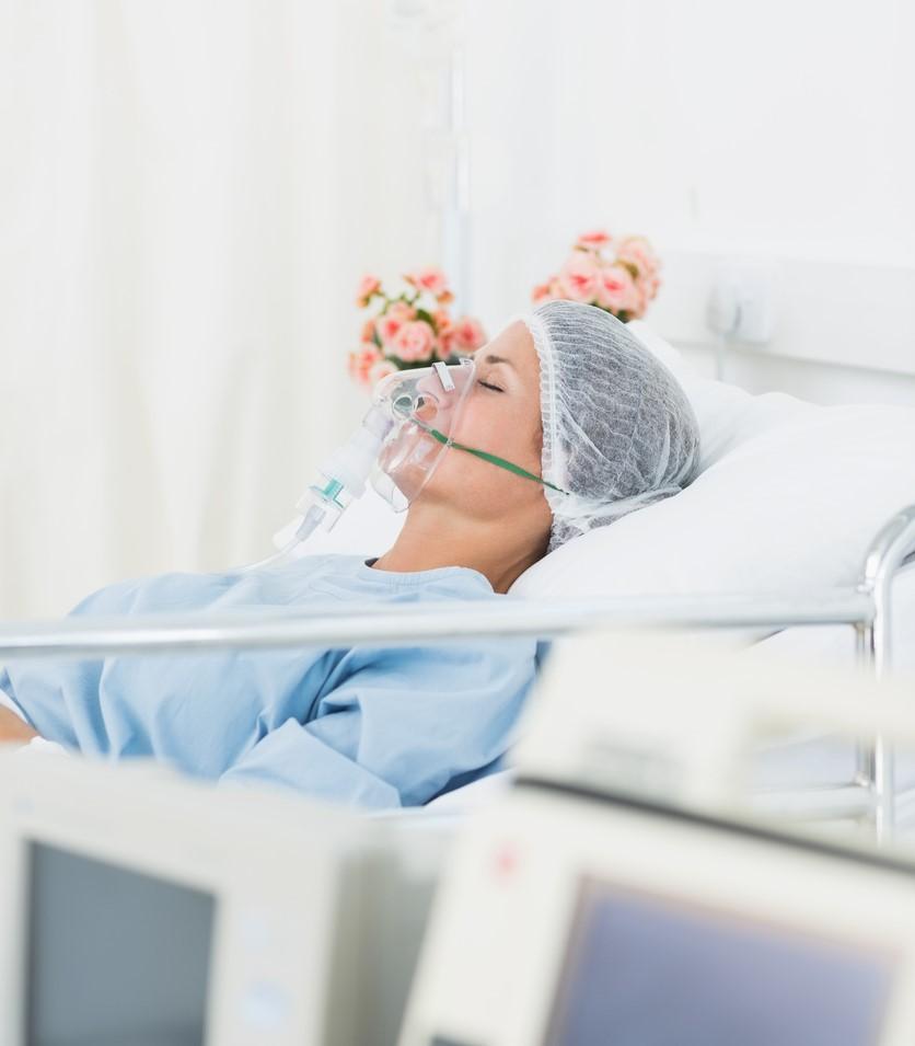 Woman receiving artificial ventilation