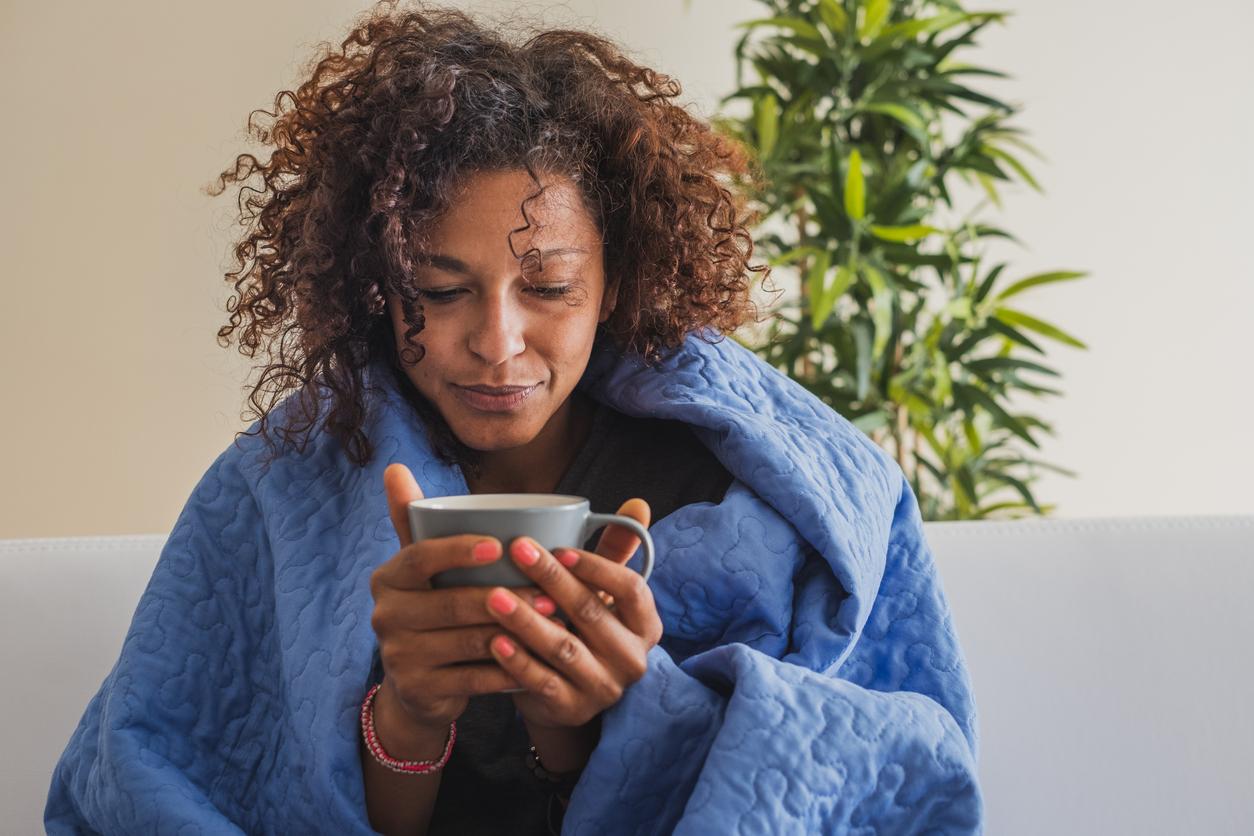 woman sick with flu