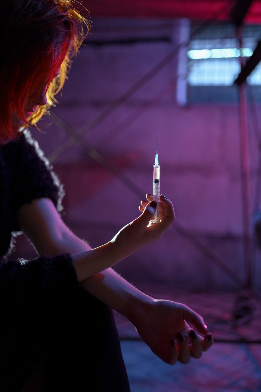 Young female drug addict