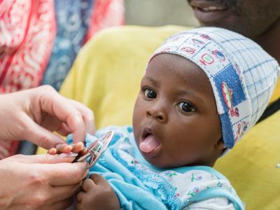 African baby with stethoscope