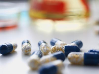Blue and clear capsules