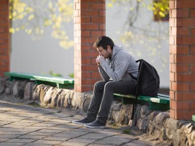 College student deep in thought