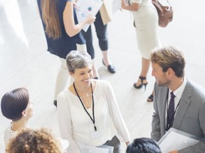 Conference attendees networking