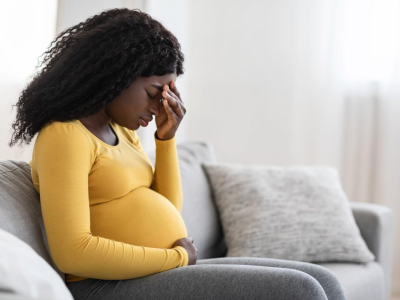 Distressed pregnant woman