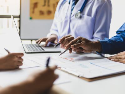 Doctors analyzing data