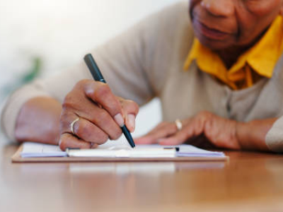 Filling out paperwork