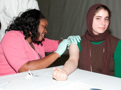 Flu shot in arm