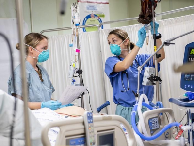 Hospital workers amid COVID