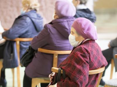Nursing home residents wearing masks