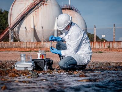 Scientist analyzing water sample