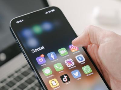 Social media icons on phone