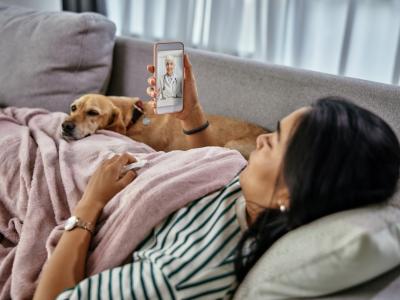 Telehealth patient with dog