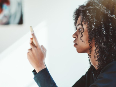 Woman looking at her phone