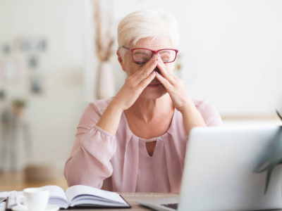 Worker at desk with long COVID