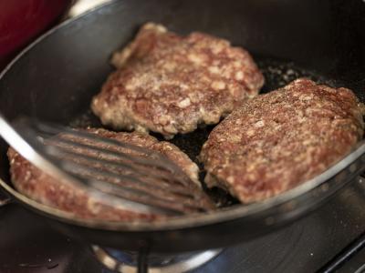 cooking burgers