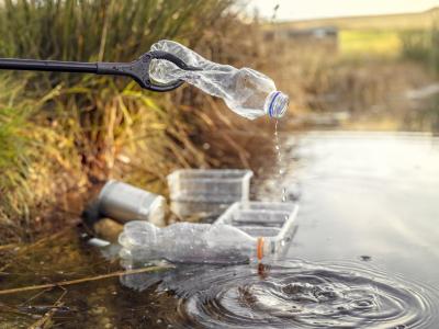 Plastic in river water