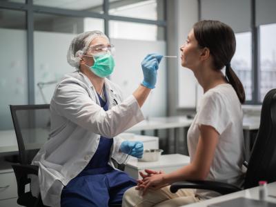 Patient getting a rapid viral test