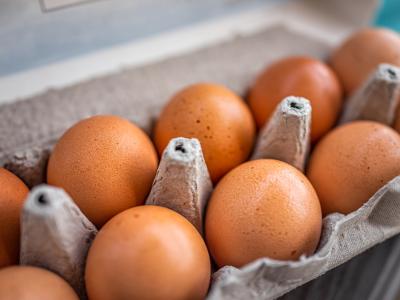 Brown eggs in carton