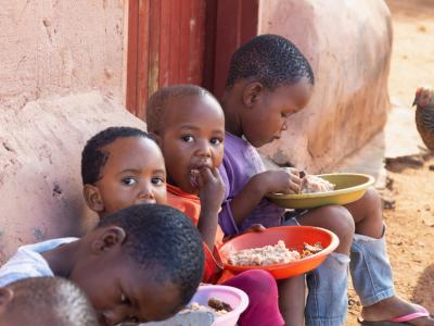 African children eating a meal