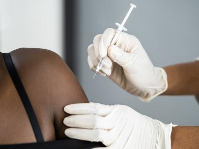 young woman vaccinated