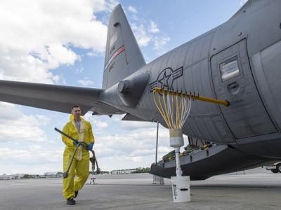 Aerial spraying airplane