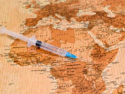 Africa map with syringe