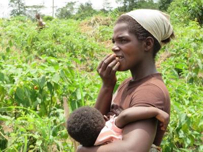 African woman with baby