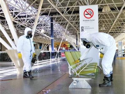 Airport sanitizing in Brasilia