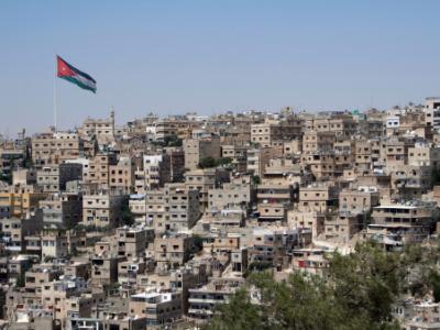 Flag over Amman, Jordan