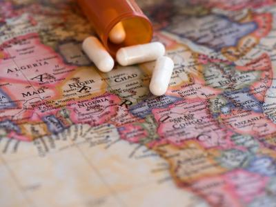 Antibiotics spilling onto Africa map