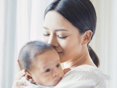 Asian mom and baby