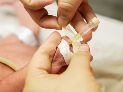 Baby with IV port