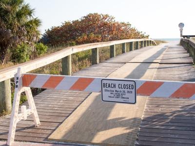 Beach closed sign