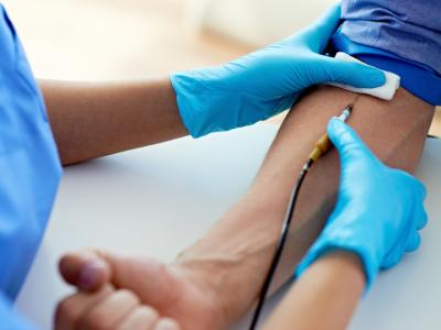 A person giving blood