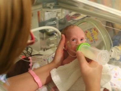 Bottle-fed premature baby
