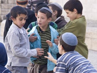 Boys playing in Jerusalem street