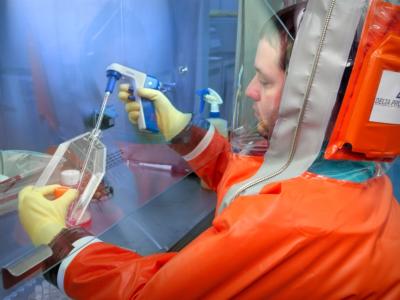 BSL-4 lab worker