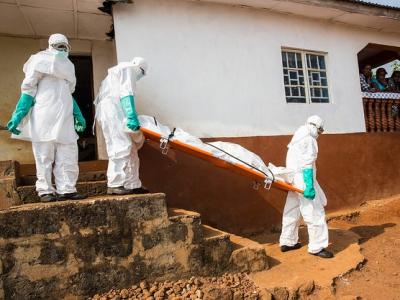 Burial team with stretcher