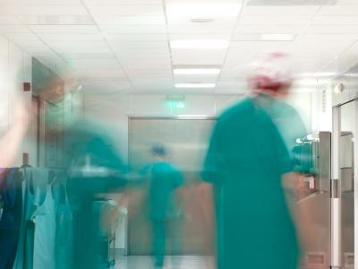 Busy blurry surgical corridor