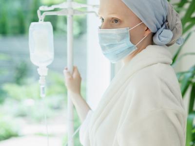 Cancer patient wearing mask