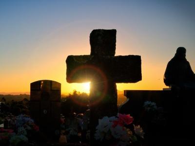 Cemetary cross sunset