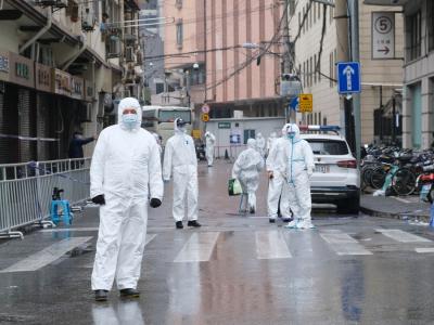 COVID response team on China street